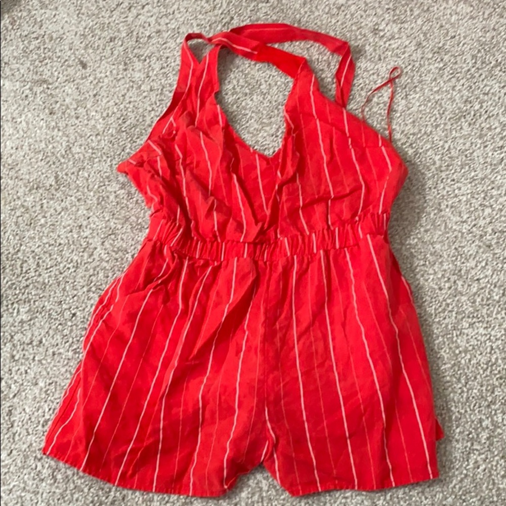 Red/white striped romper